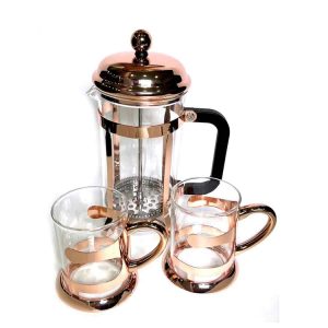 Set Cafetera Francesa Cobre + 2 Tazas